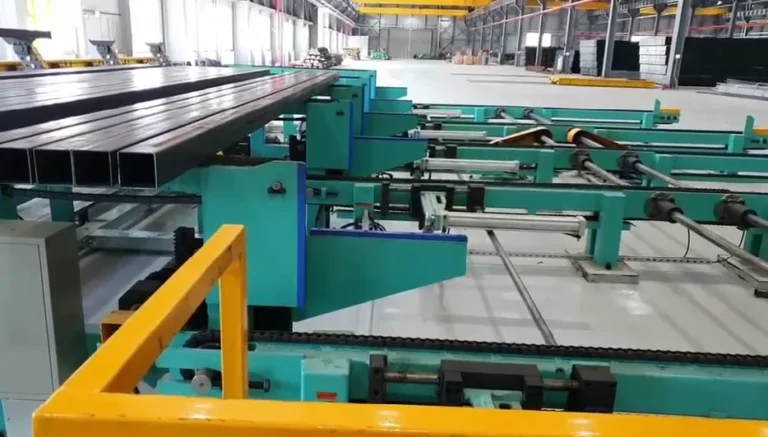 Roller conveyor with guard rail and square tube