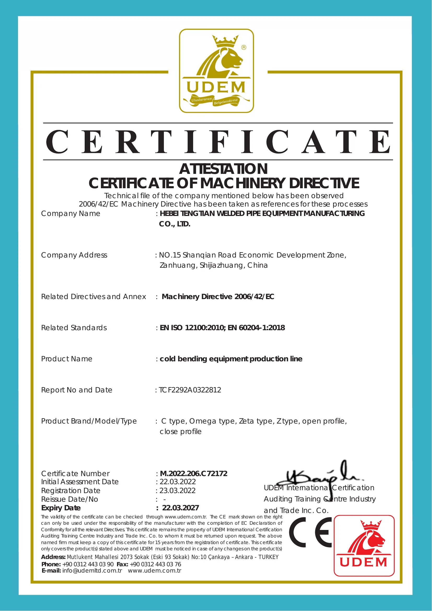 CE — cold roll forming line