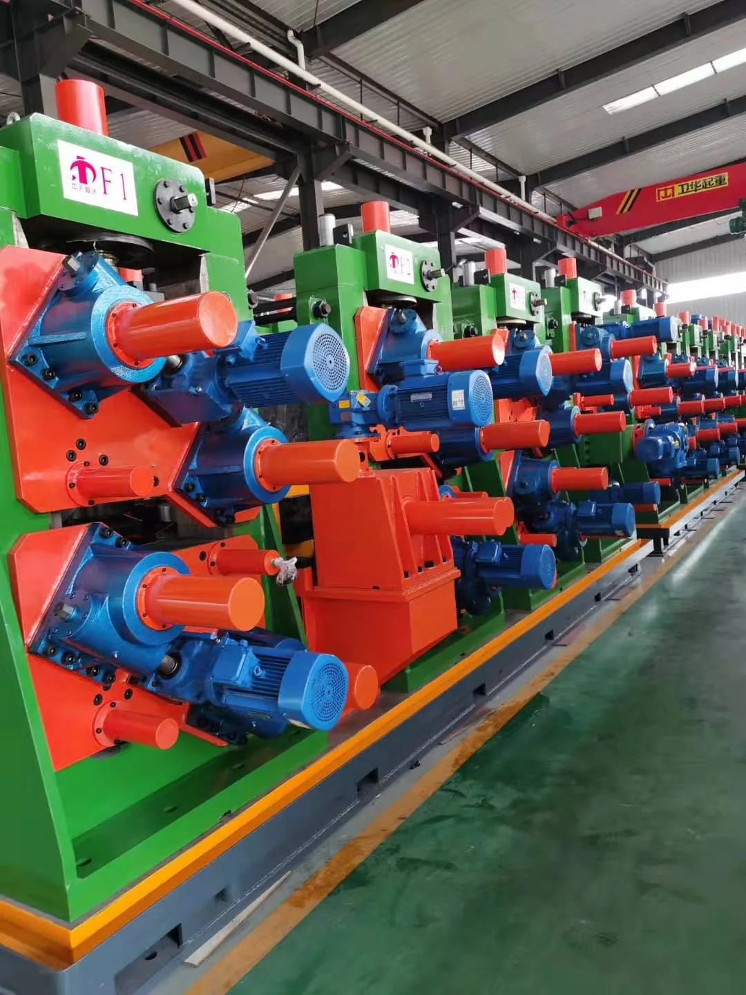 Direct forming stands with servo drives seen along the line