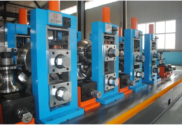 HG114 tube mill line, forming stands close up