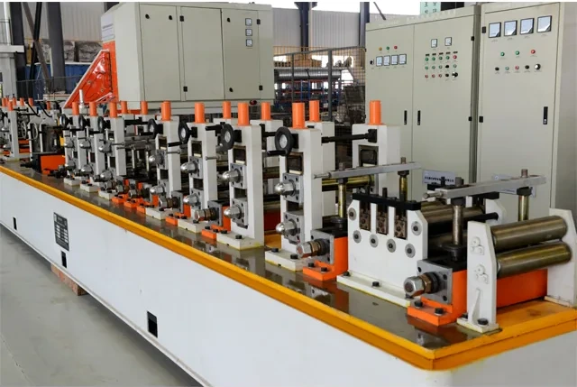 HG50 tube mill line with its control cabinets at the exit end