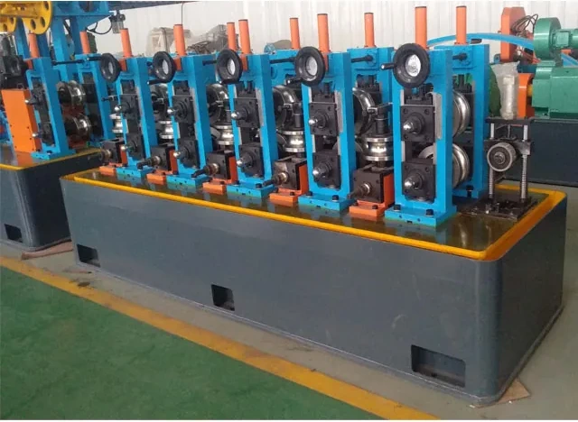 HG50 tube mill line, forming section with orange gearbox covers