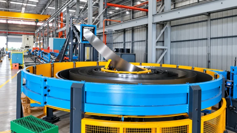 Spiral accumulator on a small-diameter tube mill line in the workshop