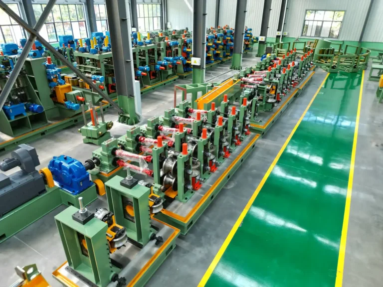 Tube mill line seen along the workshop aisle
