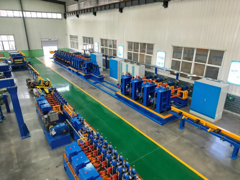 Tube mill line in the workshop