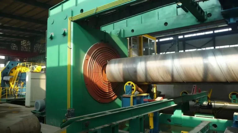 Spiral tube blank at the forming rolls