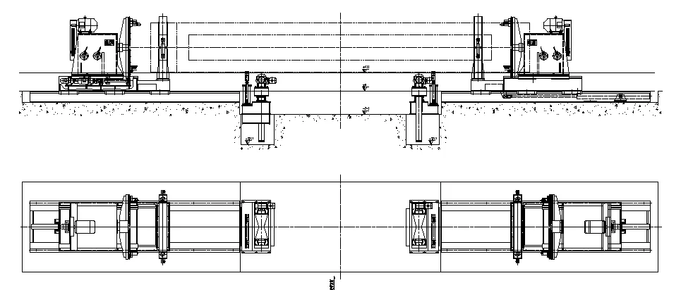 Flat-end chamfering machine at the end of the finishing line (drawing)