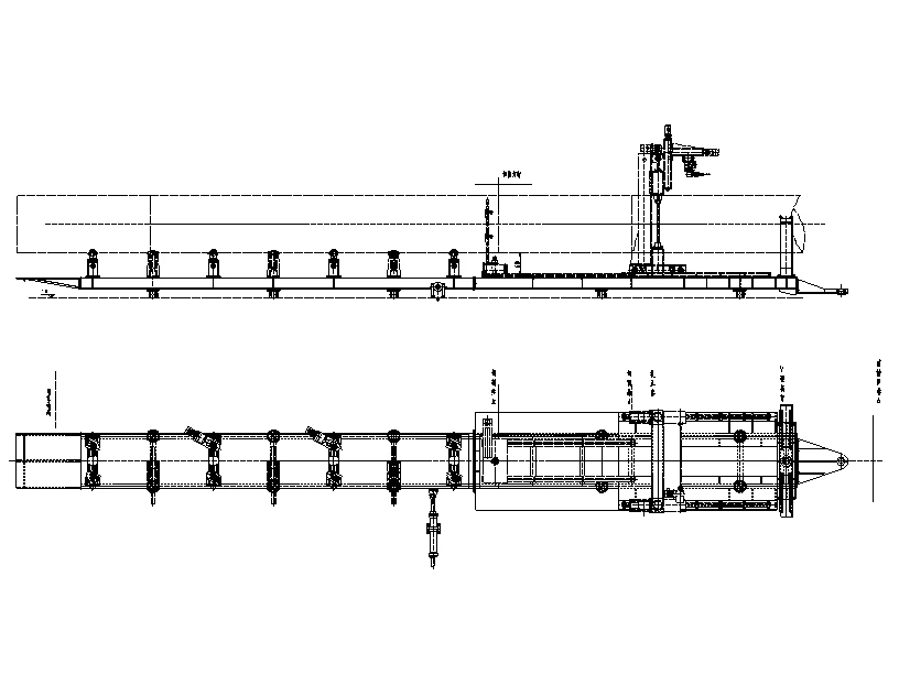 Rear bridge with angle fine-tuning and pipe discharge (drawing)