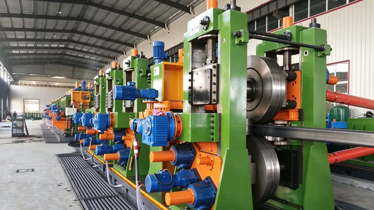 Forming stands and forming rolls of a direct forming square tube mill
