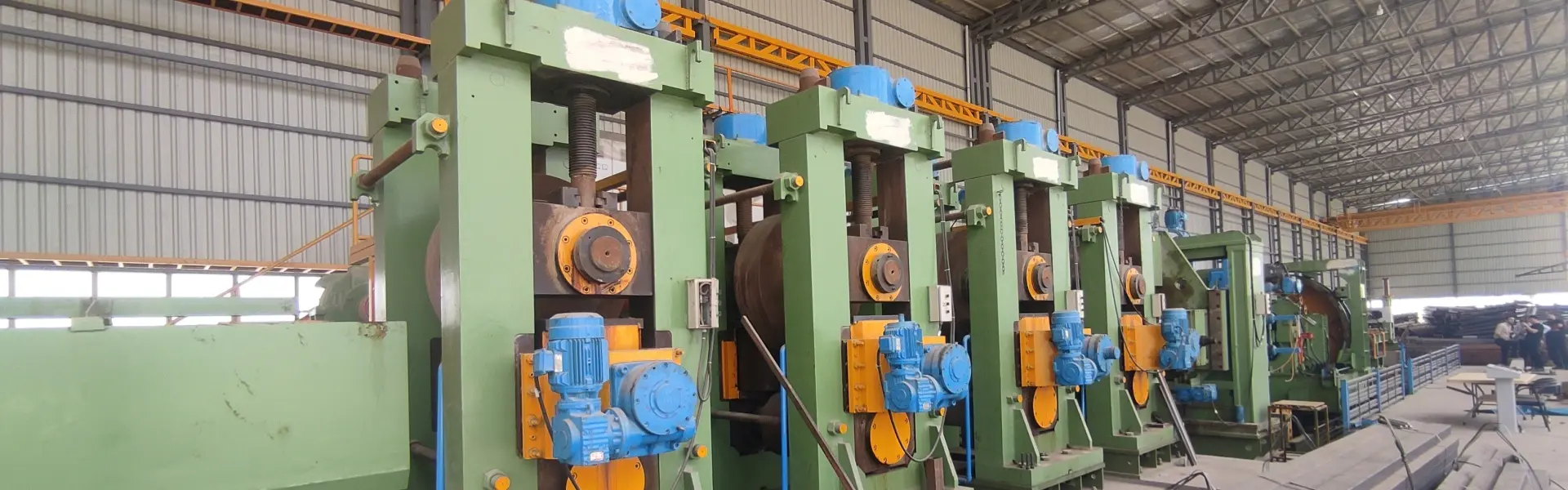 Direct forming square tube mill stands on the workshop floor