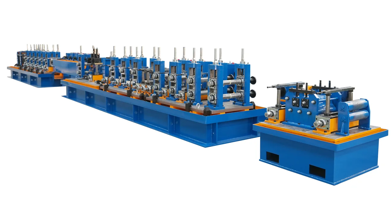 Rendering of a complete high-frequency welded tube mill line