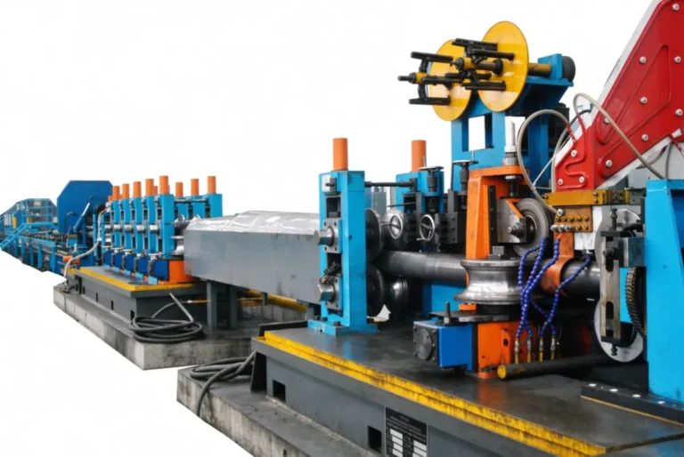 HG165 tube mill line with the cut-off saw and runout table