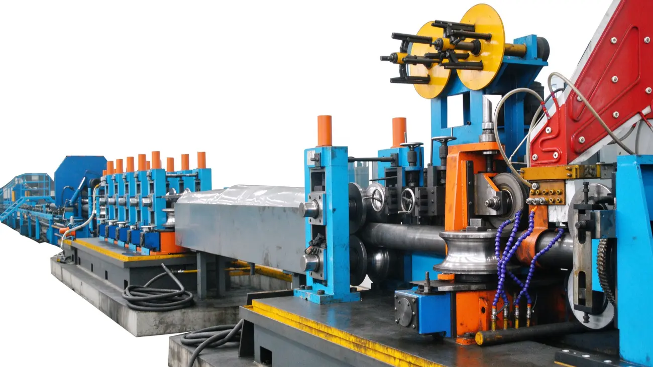 HG165 welded pipe mill weld section with the squeeze roll stand and the welded pipe
