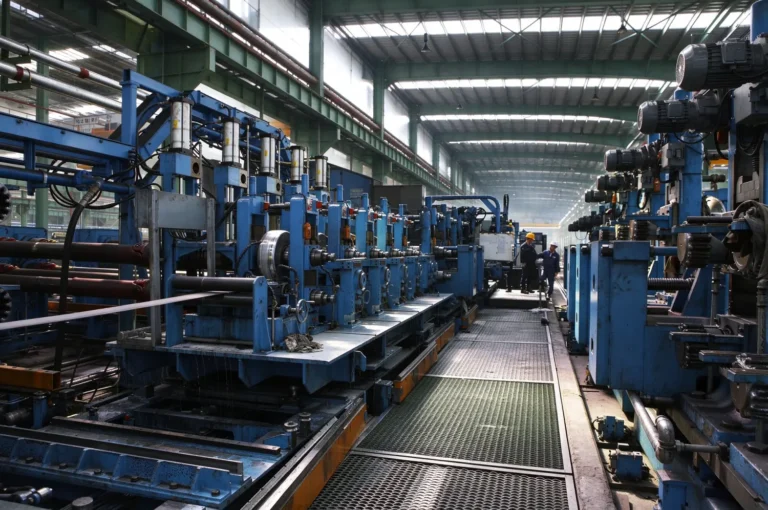 Forming stands of an HG630 tube mill down the workshop bay