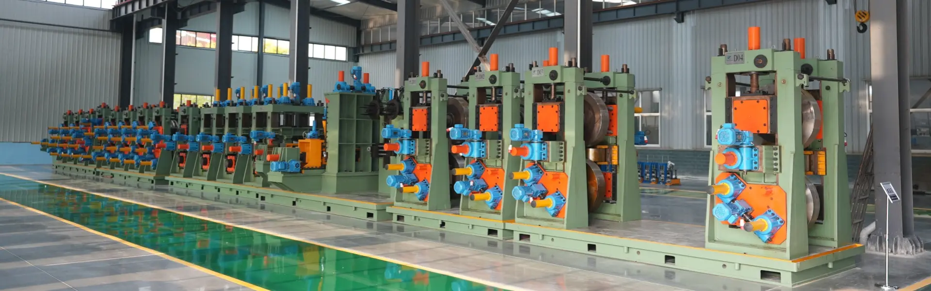 Welded pipe mill line in the Tengtian workshop ready for customer inspection