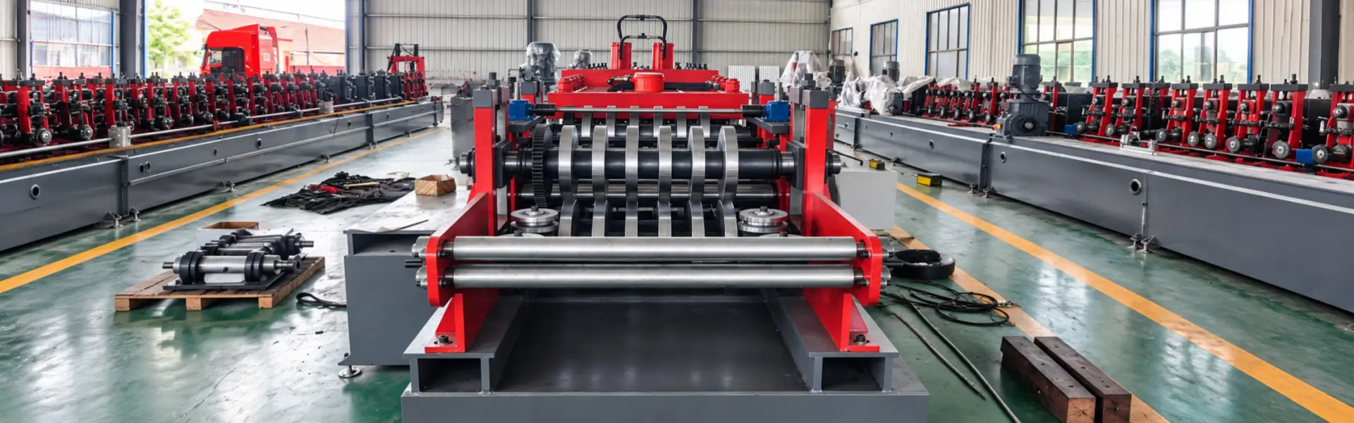 Roll forming stands and rolls of a cold roll forming machine