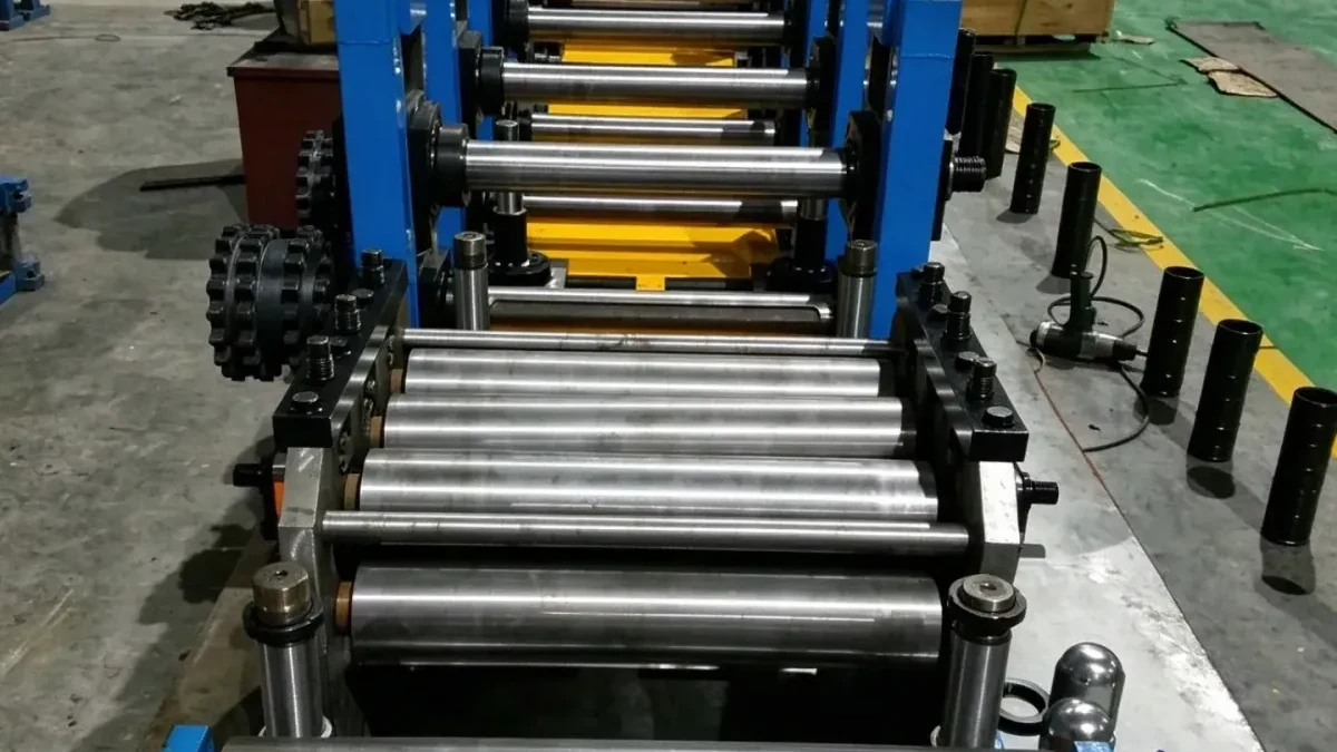 Forming stands along a purlin roll forming line